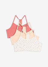 Bustier mit weicher Baumwolle und Spitze (3er Pack) in weiß von vorne - bonprix