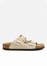 Pantoletten aus Veloursleder in beige - bonprix