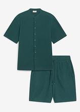 Musselin-Shorts und Hemd (2-tlg.Set) in grün von vorne - bonprix