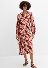 Kaftan-Kleid aus fließender Viskose in rot von vorne (Totalaufnahme) - bonprix