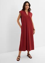 Jerseykleid aus Viskose-Mix mit Schulterpolster in rot von vorne (Totalaufnahme) - bonprix