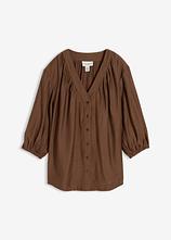 Oversize-Bluse aus softem Viskose-Mix in braun von vorne - bonprix
