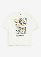 Smiley World T-Shirt aus reiner Baumwolle in Loose Fit in weiß von vorne - SmileyWorld