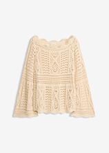 Strickshirt aus Spitze in beige von vorne - bonprix