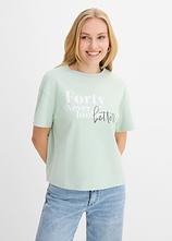 Weites T-Shirt aus reiner Bio-Baumwolle in grün von vorne (im Anschnitt) - bonprix