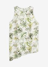 Bedruckte Bluse aus Leinen-Mix in weiß von vorne - bonprix