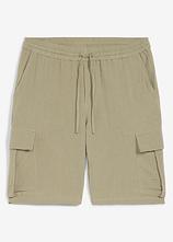 Regular Fit Bermuda aus luftigem Musselin in grau von vorne - bonprix
