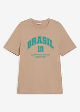 Brasilien T-Shirt aus reiner Baumwolle in braun von vorne - bonprix