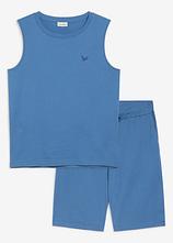 Shirt und kurze Hose (2-tlg.Set) in blau von vorne - bonprix