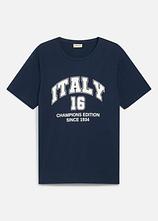 Italien T-Shirt aus reiner Baumwolle in blau von vorne - bonprix