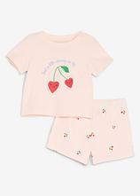 Shirt und kurze Hose (2-tlg.Set) in rosa von vorne - bonprix