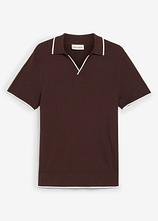 Gestricktes Poloshirt in Regular Fit in braun von vorne - bonprix