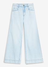 Wide-Leg-Jeans High Waist in blau von vorne - bonprix