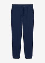 Regular Fit Schlupfhose aus weichem Musselin, Tapered in blau von vorne - bonprix