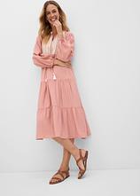 Midikleid aus softem Viskose-Mix in rosa im Look von vorne (Totalaufnahme) - bonprix