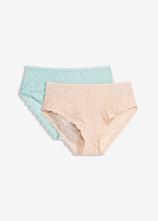 Maxislip mit zarter Spitze (2er Pack) in beige von vorne - bonprix