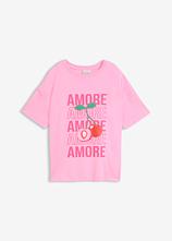 Oversize-Shirt aus reiner Bio-Baumwolle in rosa von vorne - bonprix