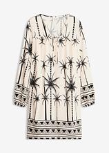 Tunika-Kleid aus fließendem Viskose-Mix in beige von vorne - bonprix