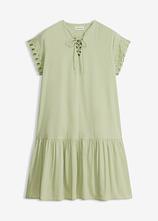 Tunika-Kleid aus reiner Baumwolle in grün von vorne - bonprix