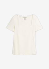 Shirt mit Karree-Ausschnitt in weiß von vorne - bonprix