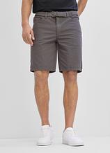 Stretch-Bermuda mit Dehnbund und Gürtel in Regular Fit in grau von vorne - bonprix