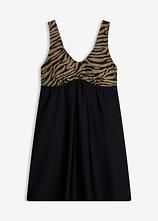 Badekleid mit glänzendem Material in schwarz von vorne - bonprix