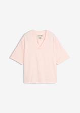 Weites T-Shirt aus reiner Bio-Baumwolle in rosa von vorne - bonprix