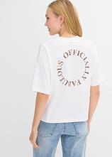Weites T-Shirt aus reiner Bio-Baumwolle in weiß von vorne (im Anschnitt) - bonprix