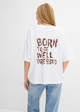 Oversize-Shirt aus reiner Bio-Baumwollle in weiß von vorne (im Anschnitt) - bonprix