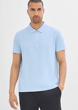 Herren Sport-Poloshirt mit Reißverschluss, schnelltrocknend in blau von vorne (im Anschnitt) - bonprix