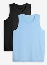 Herren Sport-Shirt mit Baumwolle (2er-Pack), schnelltrocknend​ in schwarz von vorne - bonprix