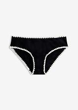 Bikinihose mit Stickerei in schwarz von vorne - bonprix