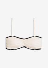 Bandeau-Bikinioberteil mit Stickerei in weiß von vorne - bonprix