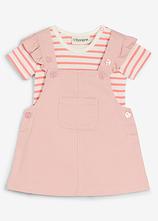 Body und Latzkleid aus reiner Baumwolle (2-tlg.Set) in rosa von vorne - bonprix
