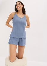 Shorty aus Pointelle-Jersey in blau im Look (Totalaufnahme) - bonprix