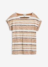 T-Shirt aus reiner Bio-Baumwolle in braun von vorne - bonprix