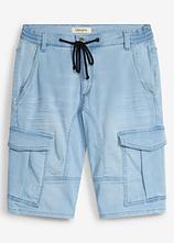 Sweatjeans-Bermuda in Regular-Fit in blau von vorne - bonprix