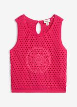 Crochet Top aus reiner Baumwolle in pink von vorne - bonprix
