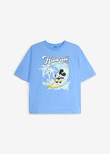 Mickey Mouse T-Shirt in Loose Fit aus reiner Baumwolle in blau von vorne - Disney