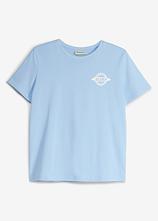 T-Shirt mit Rückendruck aus reiner Bio Baumwolle in blau von vorne - bonprix