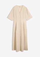 Midikleid aus Baumwoll-Mix in beige von vorne - bonprix