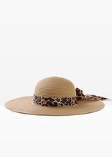 Sonnenhut mit Leoband in beige von vorne - bonprix