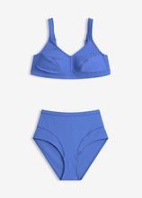 Bedeckender Bikini schnelltrocknend (2-tlg.Set) in blau von vorne - bonprix