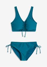 Bustier-Bikini (2-tlg.Set) mit Bindebändern in petrol von vorne - bonprix
