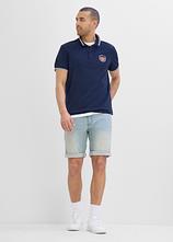 Poloshirt, Kurzarm aus reiner Bio-Baumwolle in blau im Look von vorne (Totalaufnahme) - bonprix