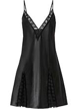 Satin Negligé in schwarz von vorne - bonprix