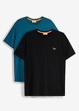 T-Shirt aus reiner Bio-Baumwolle (2er Pack) in petrol von vorne - bonprix