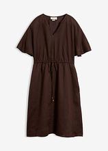 Kleid aus reinem Leinen in braun von vorne - bonprix