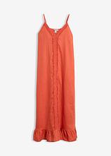Maxikleid aus reinem Leinen in rot von vorne - bonprix