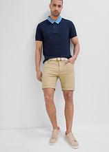 Piqué-Poloshirt mit gewebtem Kragen aus reiner Bio-Baumwolle in blau im Look (Totalaufnahme) - bonprix